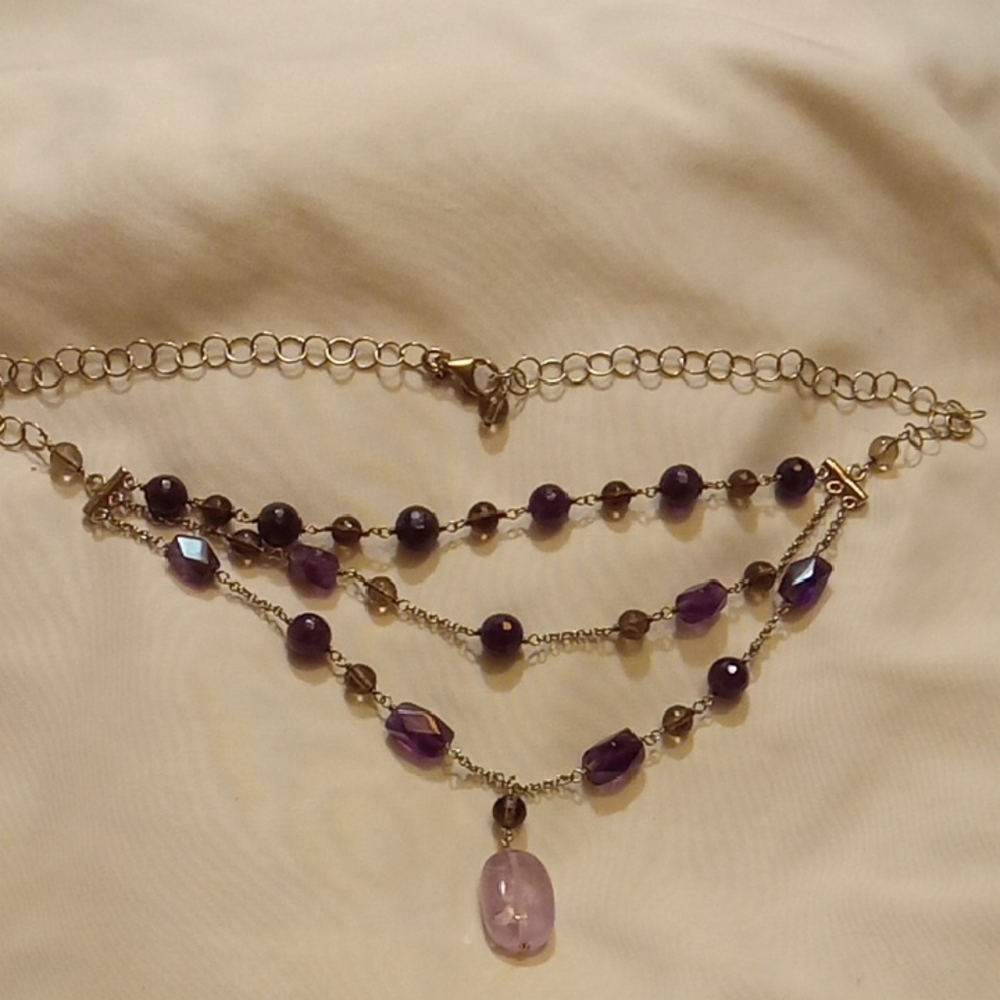 Elegant 925, Purple Beaded Necklace